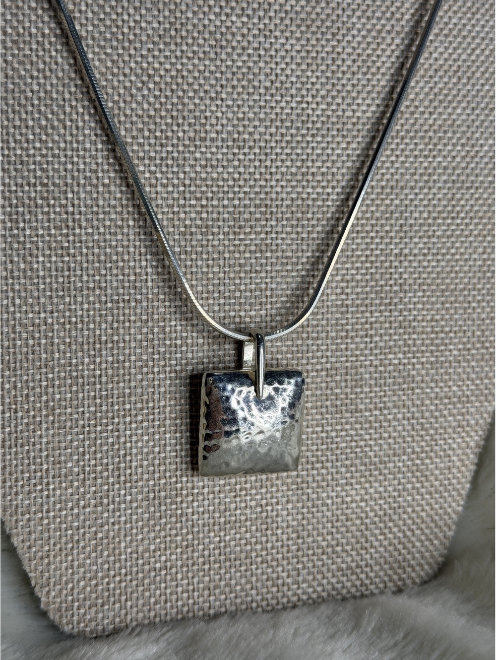 Retired Silpada Sterling Silver Textured Square Slide Charm Pendant S1118